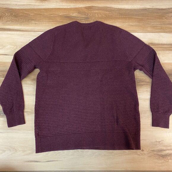 Goodfellow Sweater Mens Large Brick Red V Neck Textured Knit Cotton Blend - Picture 9 of 9